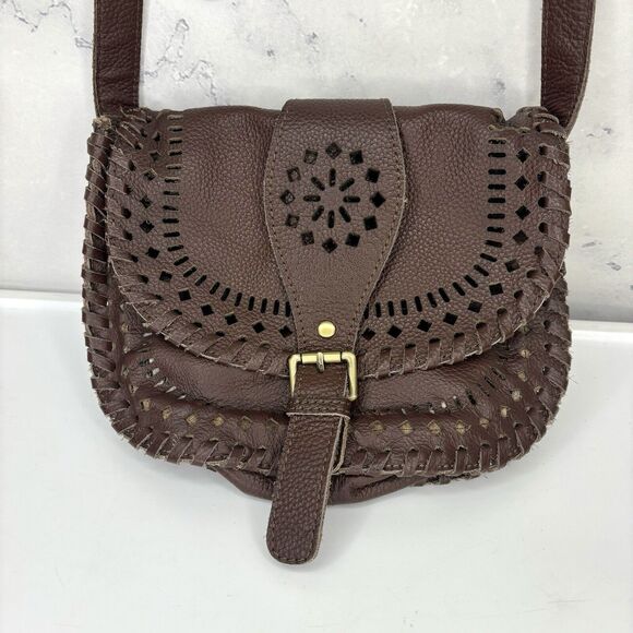 Unbranded Handbags - vintage Leather Crossbody Cut-Out Buckle Saddle Bag Purse soft slouch western